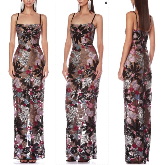 Bronx and Banco Dahlia Floral Sequin Maxi Dress - Picture 1 of 14